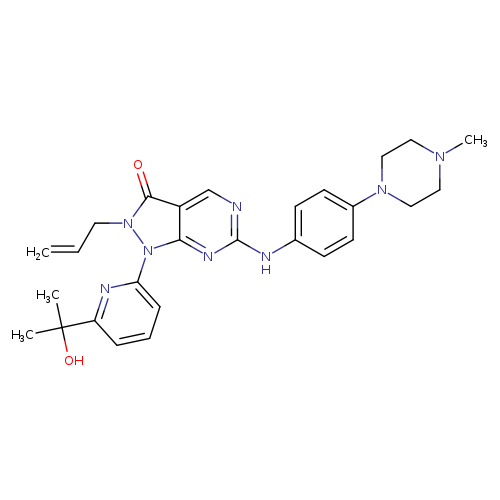C=CCn1c(=O)c2c(n1c1cccc(n1)C(O)(C)C)nc(nc2)Nc1ccc(cc1)N1CCN(CC1)C