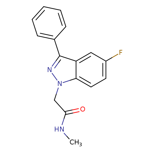 CNC(=O)Cn1nc(c2c1ccc(c2)F)c1ccccc1