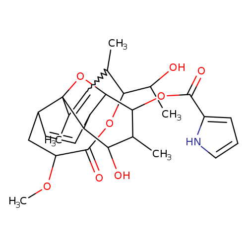 COC1CC2C=CC3C4C2(OC3C(C(C4O)C)OC(=O)c2ccc[nH]2)C(=CC(C(OC1=O)C(O)C)C)C