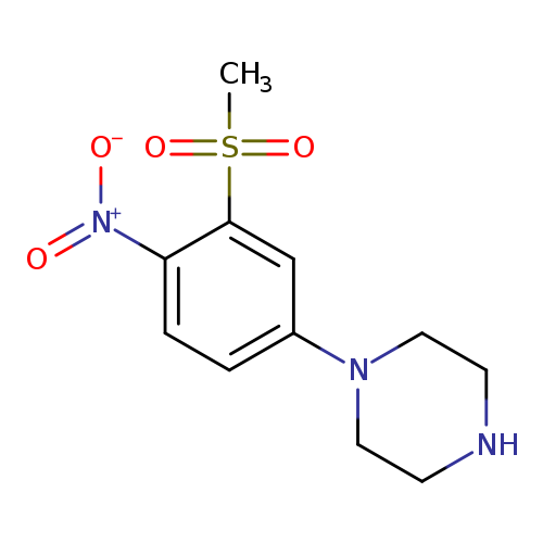 [O-][N+](=O)c1ccc(cc1S(=O)(=O)C)N1CCNCC1