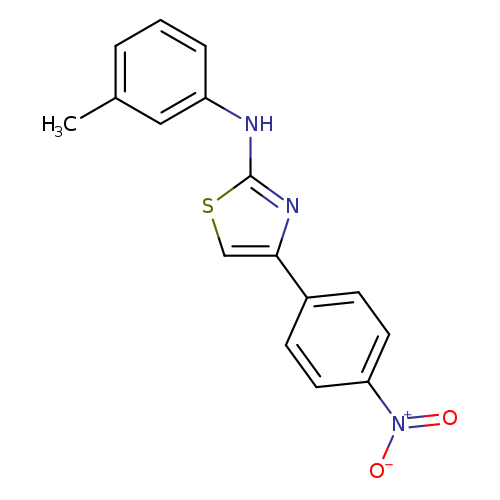 Cc1cccc(c1)Nc1scc(n1)c1ccc(cc1)[N+](=O)[O-]