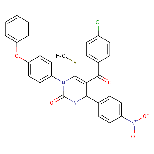 CSC1=C(C(NC(=O)N1c1ccc(cc1)Oc1ccccc1)c1ccc(cc1)[N+](=O)[O-])C(=O)c1ccc(cc1)Cl