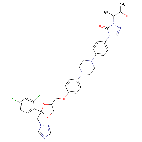 CC(C(n1ncn(c1=O)c1ccc(cc1)N1CCN(CC1)c1ccc(cc1)OCC1COC(O1)(Cn1cncn1)c1ccc(cc1Cl)Cl)C)O