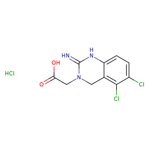 OC(=O)CN1Cc2c(NC1=N)ccc(c2Cl)Cl.Cl
