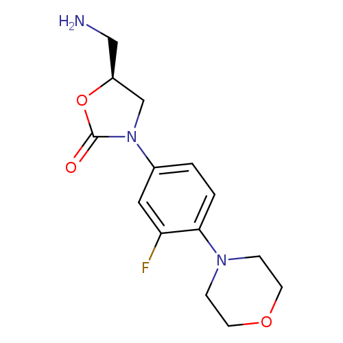 NC[C@@H]1OC(=O)N(C1)c1ccc(c(c1)F)N1CCOCC1
