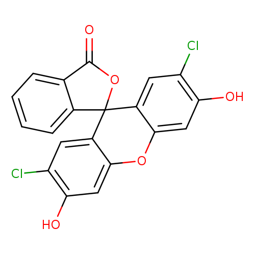 O=C1OC2(c3c1cccc3)c1cc(Cl)c(cc1Oc1c2cc(Cl)c(c1)O)O