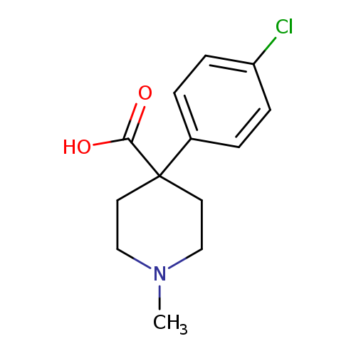 CN1CCC(CC1)(C(=O)O)c1ccc(cc1)Cl