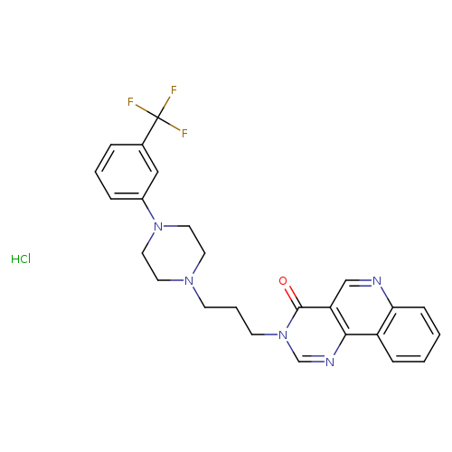 O=c1n(CCCN2CCN(CC2)c2cccc(c2)C(F)(F)F)cnc2c1cnc1c2cccc1.Cl