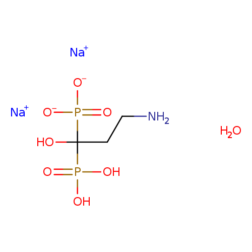 NCCC(P(=O)(O)O)(P(=O)([O-])[O-])O.[Na+].[Na+].O