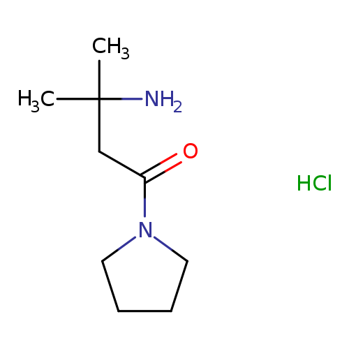 O=C(N1CCCC1)CC(N)(C)C.Cl