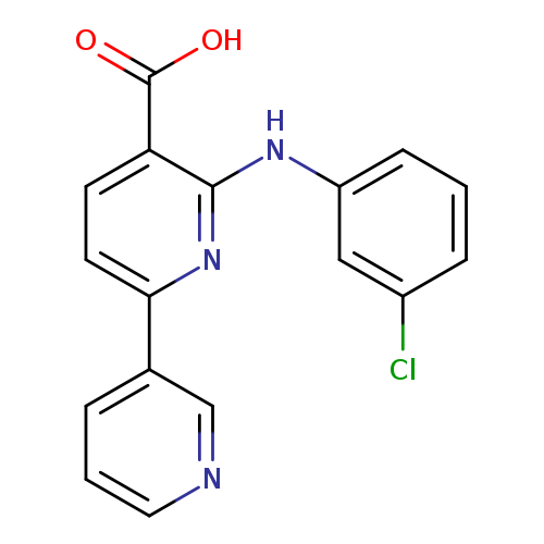 Clc1cccc(c1)Nc1nc(ccc1C(=O)O)c1cccnc1