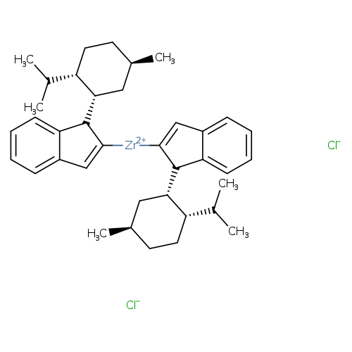 C[C@@H]1CC[C@H]([C@H](C1)C1C(=Cc2c1cccc2)[Zr+2]C1=Cc2c(C1[C@H]1C[C@H](C)CC[C@H]1C(C)C)cccc2)C(C)C.[Cl-].[Cl-]