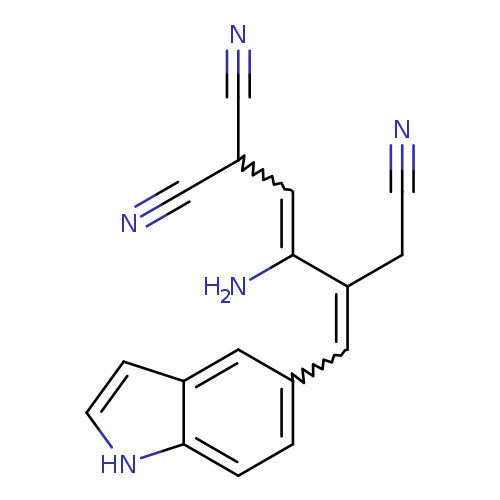 N#CCC(=Cc1ccc2c(c1)cc[nH]2)C(=CC(C#N)C#N)N