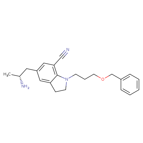 N#Cc1cc(C[C@H](N)C)cc2c1N(CCCOCc1ccccc1)CC2