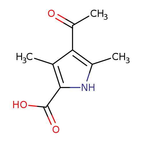CC(=O)c1c(C)[nH]c(c1C)C(=O)O