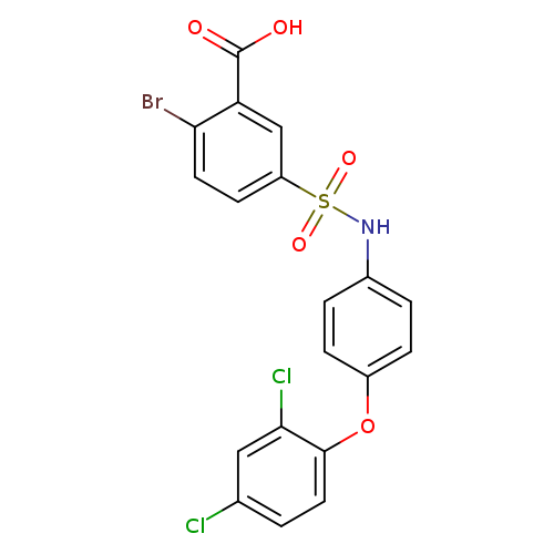 Clc1ccc(c(c1)Cl)Oc1ccc(cc1)NS(=O)(=O)c1ccc(c(c1)C(=O)O)Br