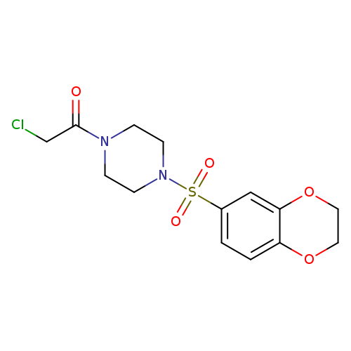 ClCC(=O)N1CCN(CC1)S(=O)(=O)c1ccc2c(c1)OCCO2