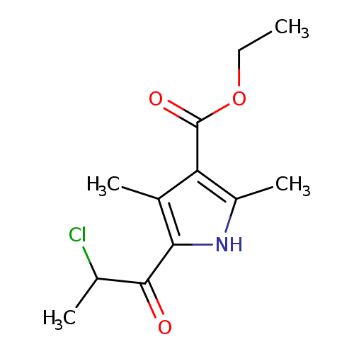 CCOC(=O)c1c(C)[nH]c(c1C)C(=O)C(Cl)C