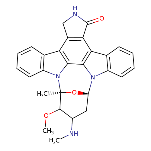 CNC1C[C@H]2O[C@](C1OC)(C)n1c3ccccc3c3c1c1n2c2ccccc2c1c1c3CNC1=O