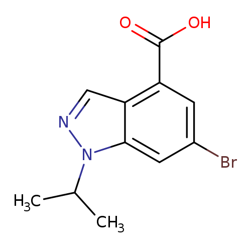 Brc1cc(C(=O)O)c2c(c1)n(nc2)C(C)C