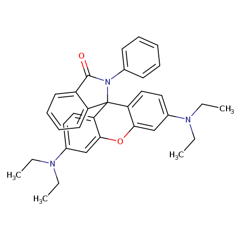 CCN(c1ccc2c(c1)Oc1c(C32c2ccccc2C(=O)N3c2ccccc2)ccc(c1)N(CC)CC)CC