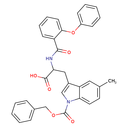 Cc1ccc2c(c1)c(CC(C(=O)O)NC(=O)c1ccccc1Oc1ccccc1)cn2C(=O)OCc1ccccc1