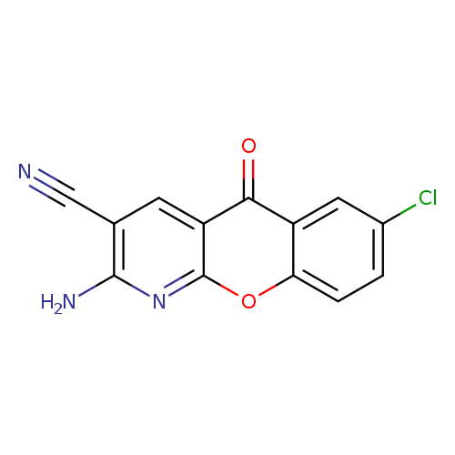 N#Cc1cc2c(nc1N)oc1c(c2=O)cc(cc1)Cl