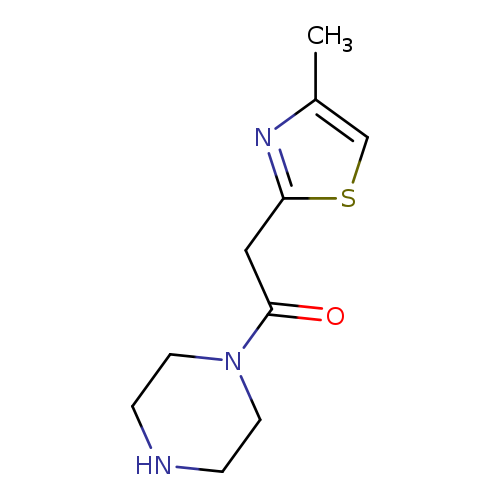 O=C(N1CCNCC1)Cc1scc(n1)C