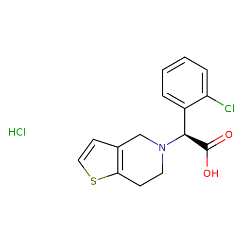 OC(=O)[C@H](c1ccccc1Cl)N1CCc2c(C1)ccs2.Cl