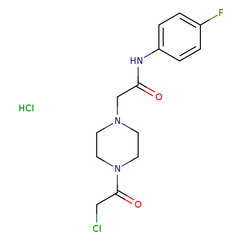 ClCC(=O)N1CCN(CC1)CC(=O)Nc1ccc(cc1)F.Cl