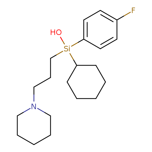 Fc1ccc(cc1)[Si](C1CCCCC1)(CCCN1CCCCC1)O