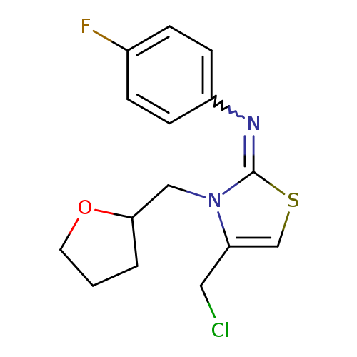ClCc1csc(=Nc2ccc(cc2)F)n1CC1CCCO1