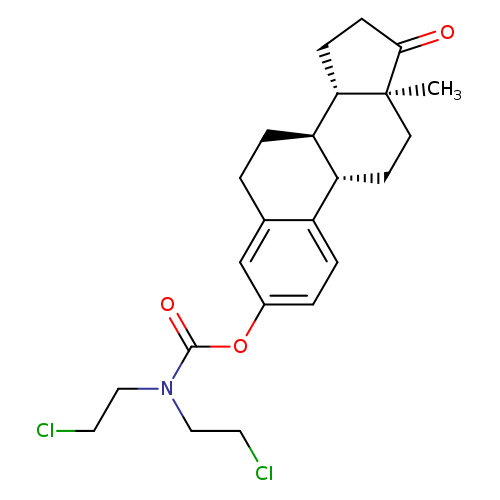 ClCCN(C(=O)Oc1ccc2c(c1)CC[C@@H]1[C@@H]2CC[C@]2([C@H]1CCC2=O)C)CCCl