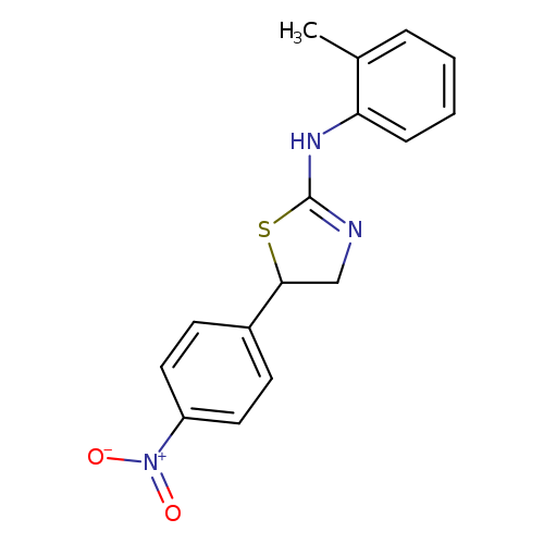 Cc1ccccc1NC1=NCC(S1)c1ccc(cc1)[N+](=O)[O-]