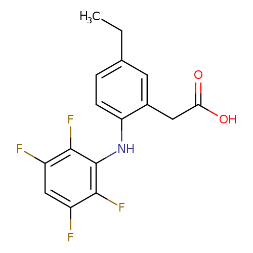 CCc1ccc(c(c1)CC(=O)O)Nc1c(F)c(F)cc(c1F)F