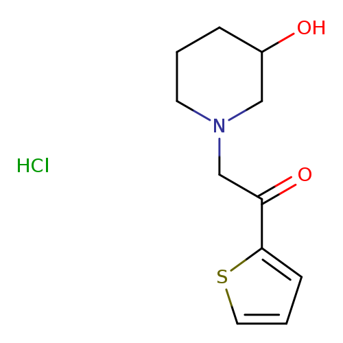OC1CCCN(C1)CC(=O)c1cccs1.Cl