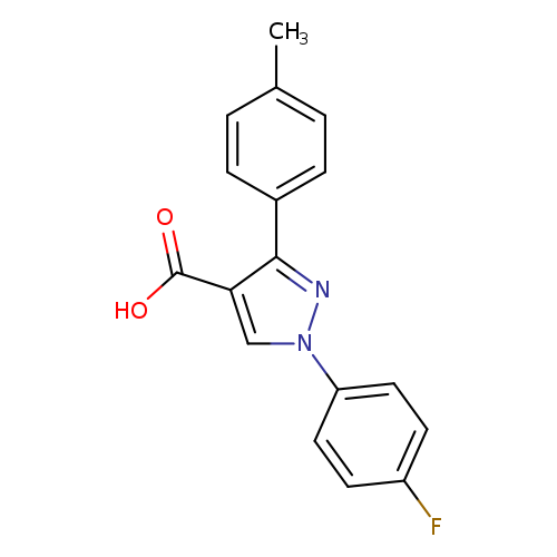 Cc1ccc(cc1)c1nn(cc1C(=O)O)c1ccc(cc1)F
