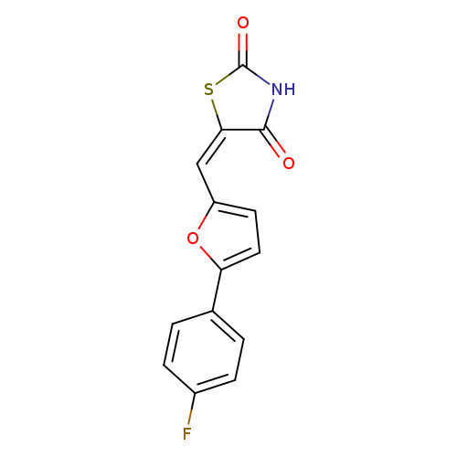 O=C1S/C(=C/c2ccc(o2)c2ccc(cc2)F)/C(=O)N1