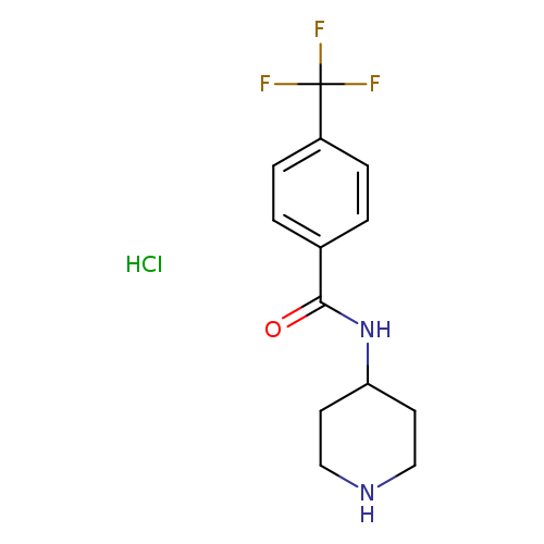 O=C(c1ccc(cc1)C(F)(F)F)NC1CCNCC1.Cl