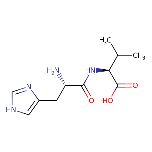 N[C@H](C(=O)N[C@H](C(=O)O)C(C)C)Cc1nc[nH]c1