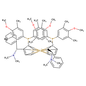 COc1c(C)cc(cc1C)P([C-]12[CH]3=[CH]4[Fe+2]5678923([C]1(=[CH]45)[C@@H](c1ccccc1)N(C)C)[C-]1(P(c2cc(C)c(c(c2)C)OC)c2cc(C)c(c(c2)C)OC)[CH]6=[CH]8[CH]9=[C]71[C@@H](c1ccccc1)N(C)C)c1cc(C)c(c(c1)C)OC