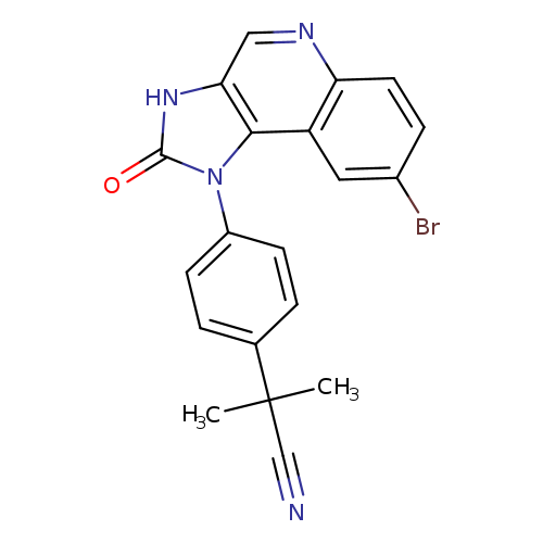 N#CC(c1ccc(cc1)n1c(=O)[nH]c2c1c1cc(Br)ccc1nc2)(C)C