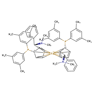 CN([C@H]([C]12=[CH]3[CH]4=[CH]5[C-]1(P(c1cc(C)cc(c1)C)c1cc(C)cc(c1)C)[Fe+2]16782345[C-]2(P(c3cc(C)cc(c3)C)c3cc(C)cc(c3)C)[CH]1=[CH]7[CH]8=[C]62[C@H](c1ccccc1)N(C)C)c1ccccc1)C