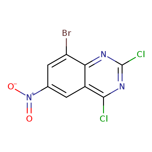 Clc1nc(Cl)c2c(n1)c(Br)cc(c2)[N+](=O)[O-]