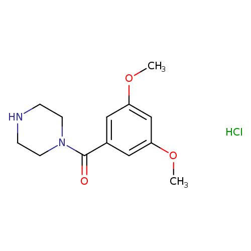 COc1cc(cc(c1)OC)C(=O)N1CCNCC1.Cl