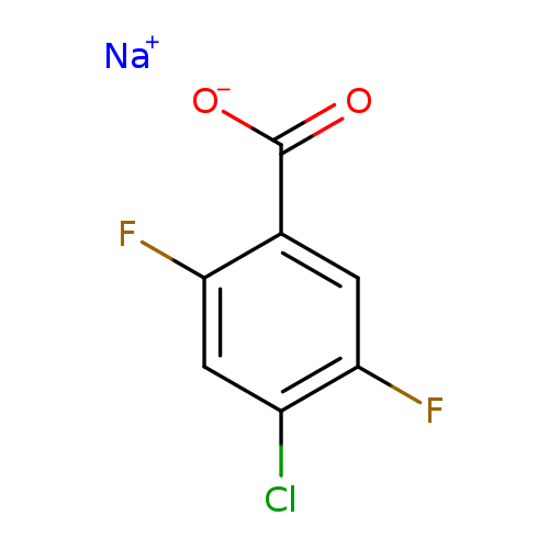 Fc1cc(C(=O)[O-])c(cc1Cl)F.[Na+]