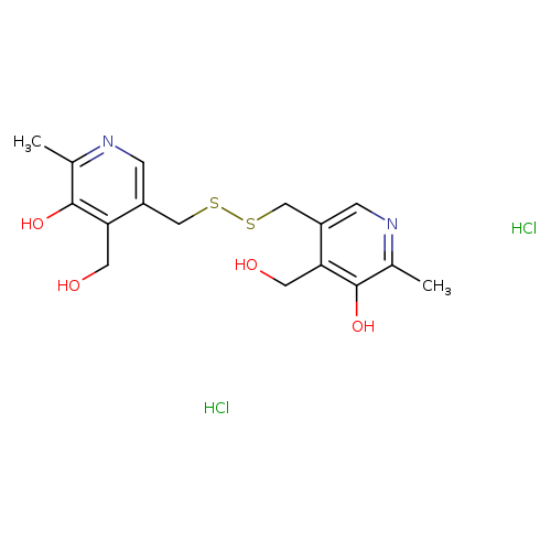 OCc1c(CSSCc2cnc(c(c2CO)O)C)cnc(c1O)C.Cl.Cl