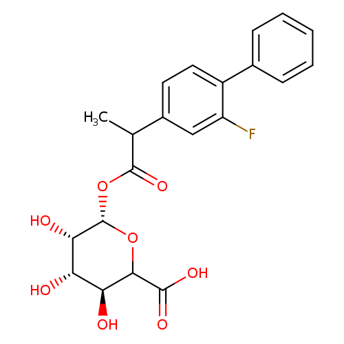 O=C(C(c1ccc(c(c1)F)c1ccccc1)C)O[C@@H]1OC(C(=O)O)[C@H]([C@@H]([C@@H]1O)O)O