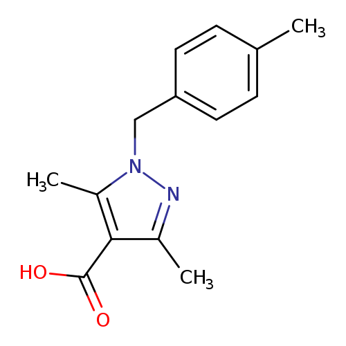 Cc1ccc(cc1)Cn1nc(c(c1C)C(=O)O)C