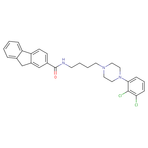 O=C(c1ccc2c(c1)Cc1c2cccc1)NCCCCN1CCN(CC1)c1cccc(c1Cl)Cl